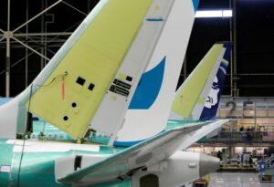 FILE PHOTO: The tail of Boeing's new 737 MAX-9 is