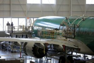 FILE PHOTO: Boeing's new 737 MAX-9 is pictured under construction