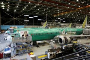 FILE PHOTO: Boeing's new 737 MAX-9 is pictured under construction