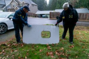 FILE PHOTO: The recovered fuselage plug area of Alaska Airlines