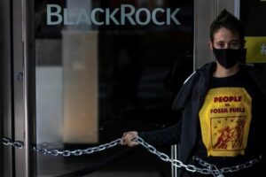 FILE PHOTO: Climate change activists protest outside of BlackRock headquarters