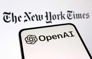 FILE PHOTO: Illustration shows OpenAI and The New York Times