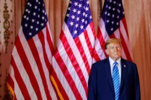 Former U.S. President Trump holds a watch party event to
