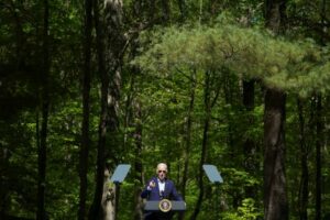 U.S. President Joe Biden delivers remarks to commemorate Earth Day,