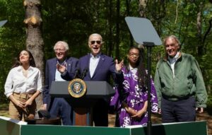 U.S. President Joe Biden delivers remarks to commemorate Earth Day,
