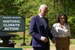 U.S. President Joe Biden delivers remarks to commemorate Earth Day,